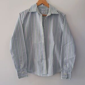 Shades of blue and green striped button down, Brooks Brothers
